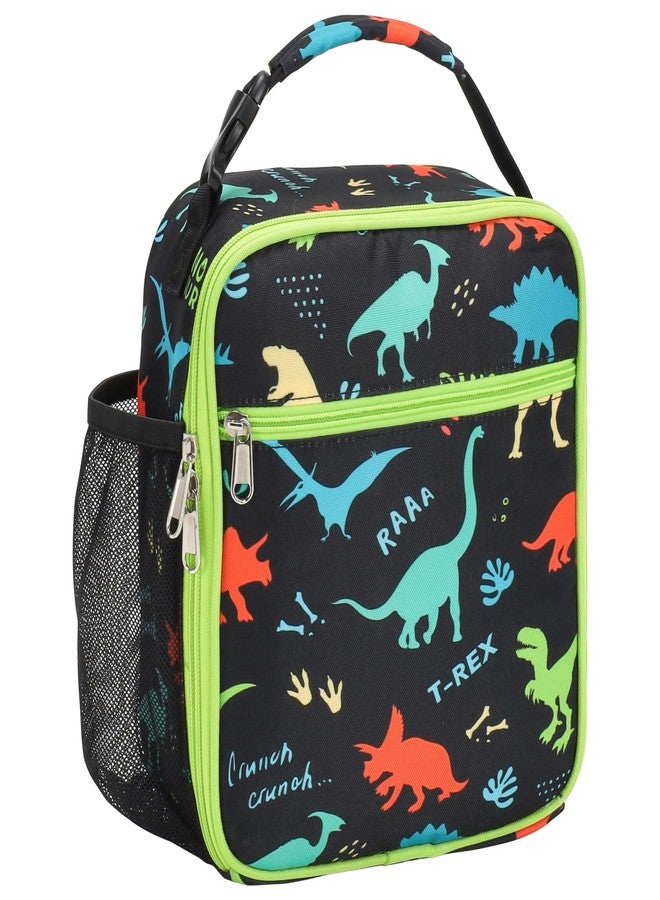 BrainyBees Kids Lunch Bag Boys - Insulated Kids Lunch Box Reusable Boys Lunchbox with Water Bottle Holder Toddler Lunch Tote Bag for School Daycare, Black Dinosaur - Image 1